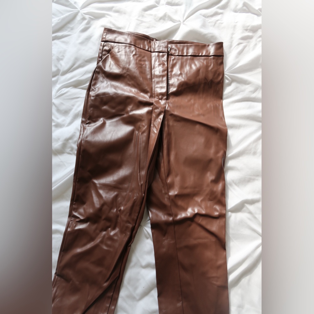 SHEIN Women's Brown Leather Skinny Pants